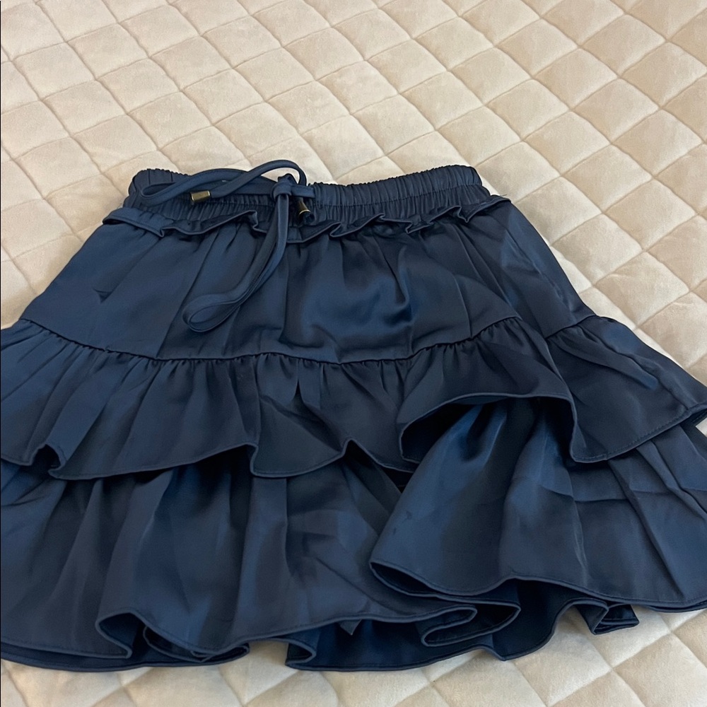 Chic Navy Ruffled Mini Skirt